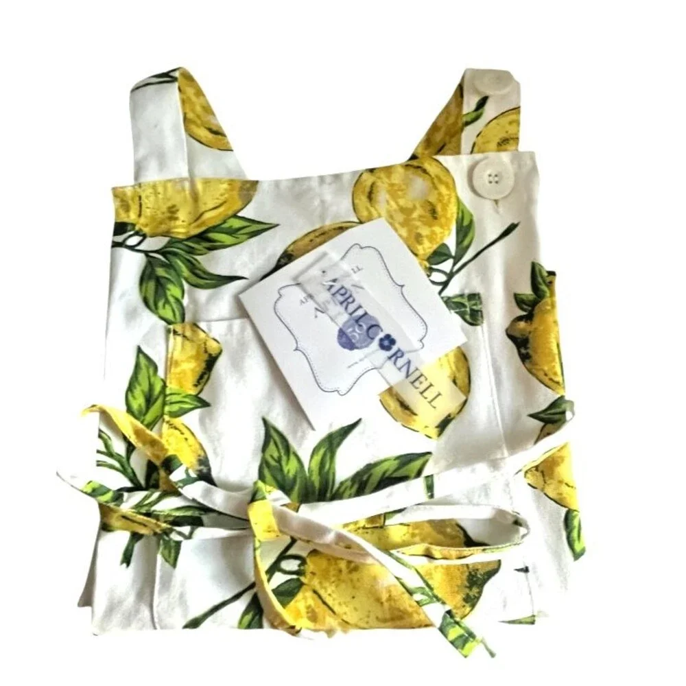 April Cornell Lemons Lemon Apron French Country 100% Cotton Yellow White